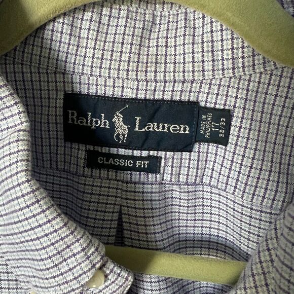 Ralph Lauren Men's Classic Fit Long Sleeve Dress Shirt Plaid size 17 32/33 XL - Picture 4 of 6